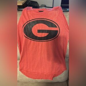 Red Sleeveless Top with Black Logo